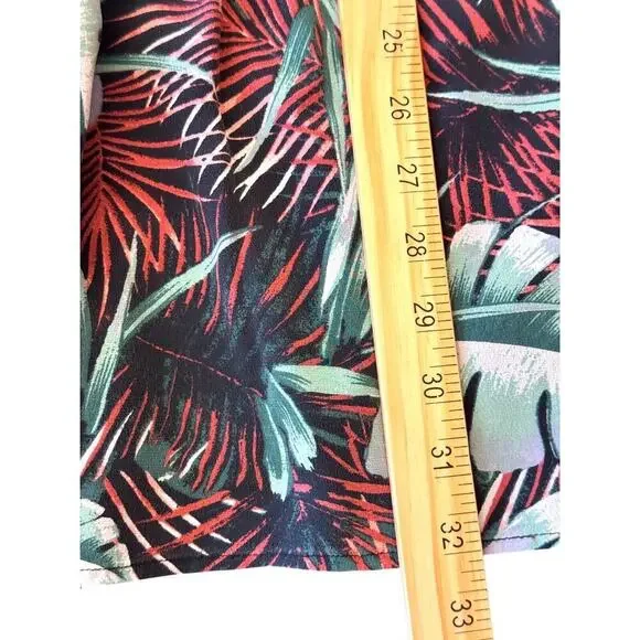 Madewell Silk Tropical Palm Print Racerback Mini Dress Sz 2 Black Green Red Mini - Picture 5 of 10